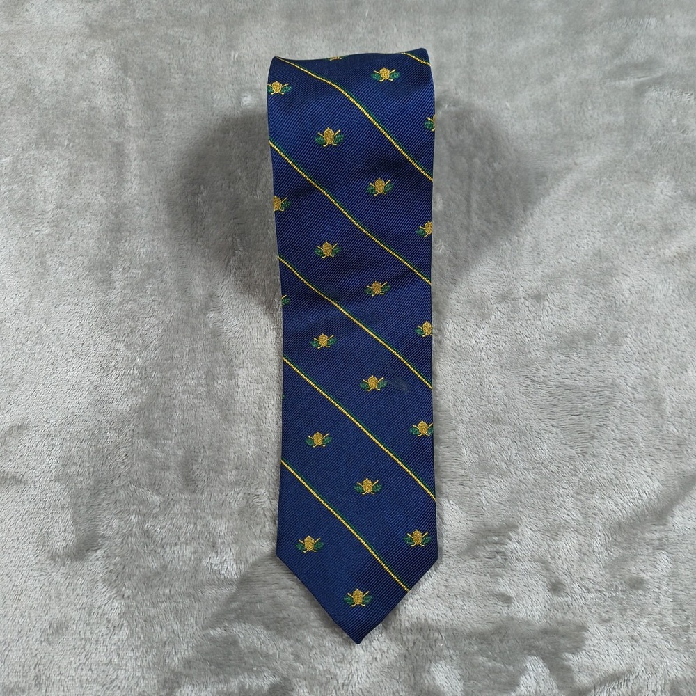 Peter‎ Millar Tie Mens 58.5x3 Striped Golf Crest Shield Silk Luxury Designer